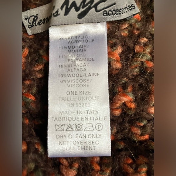 Renee’s NYC Poncho, OS, 10% Alpaca, 10% Wool, Rust/Brown Color - Picture 9 of 11